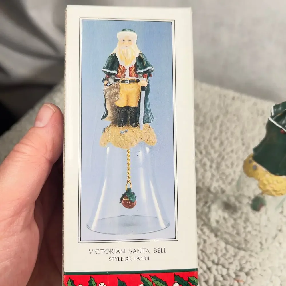 Novelino Christmas Through The Ages Glass Bell Resin Topper 1992 Victorian Santa
